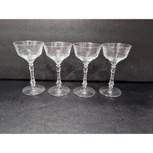 Libbey Rock Sharpe Normandy Champagne Glasses, Sherbet Glasses, Set of 4 Vintage
